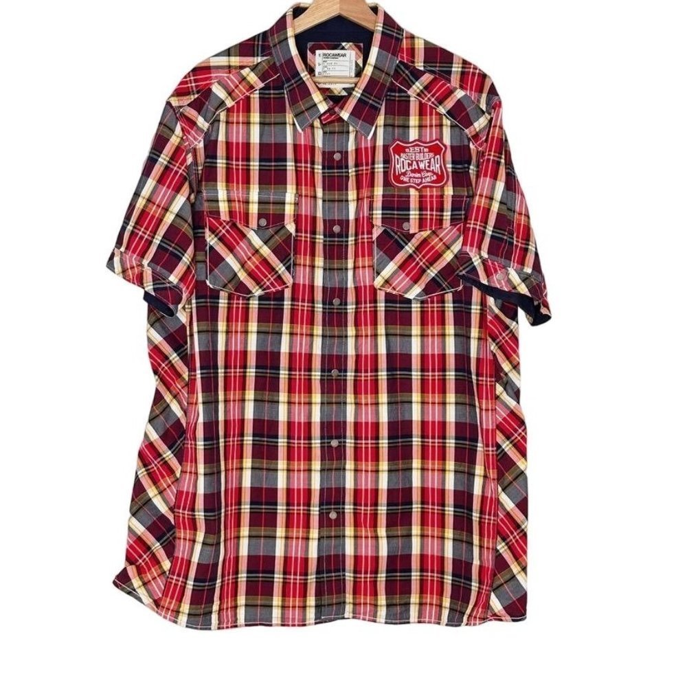 Rocawear Red Plaid Casual Button Down Shirt